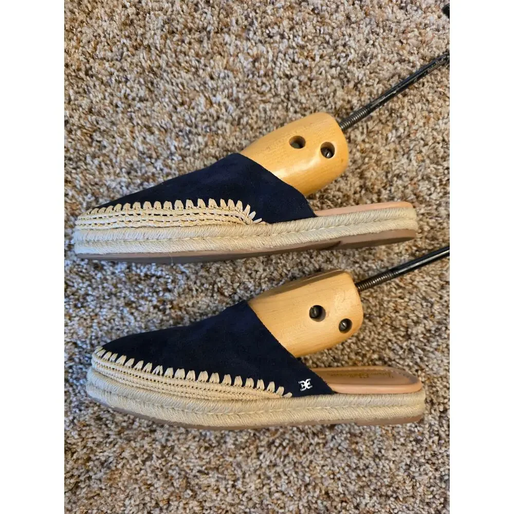 Sam Edelman Austin Navy Blue Suede Espadrille Mules Slides Sandals 9.5